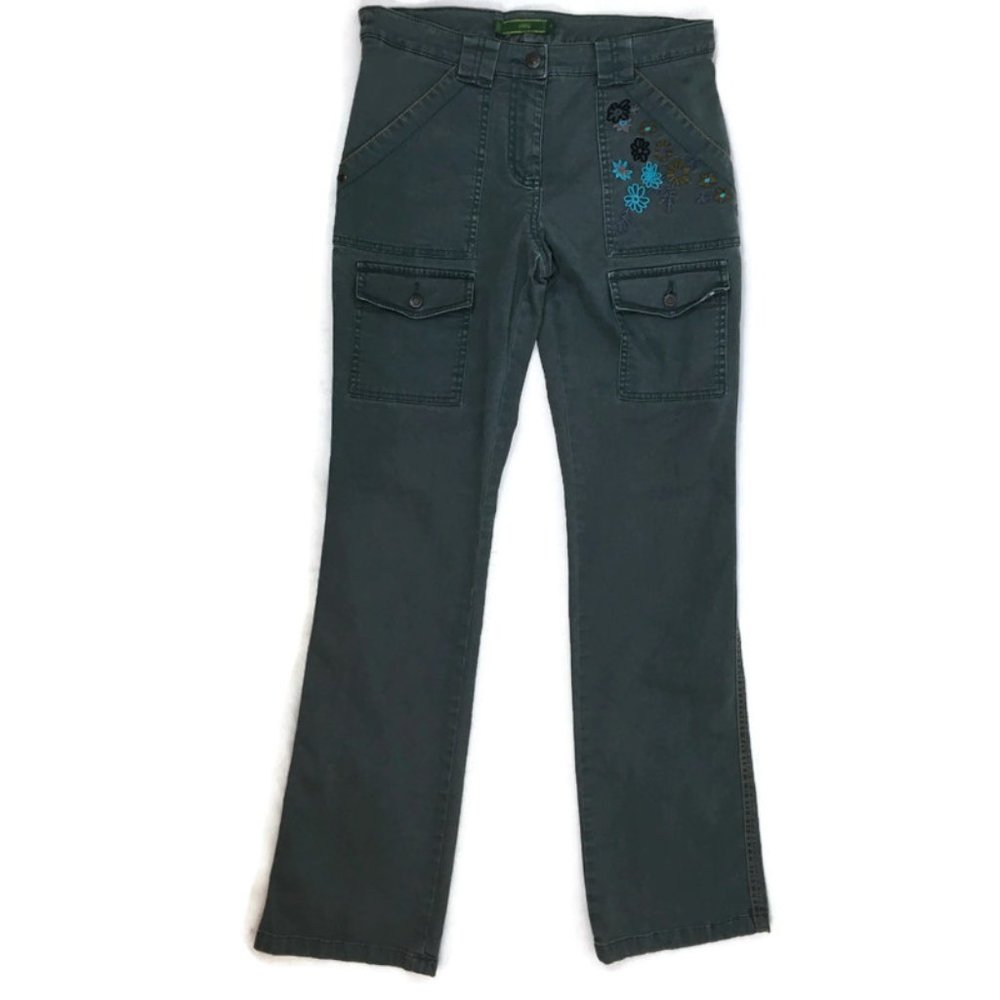 Oilily Jeans Size 34 Grey Embroidered Flowers